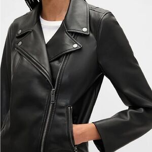GAP Black Faux Leather Biker Jacket - Sleek and Sexy!